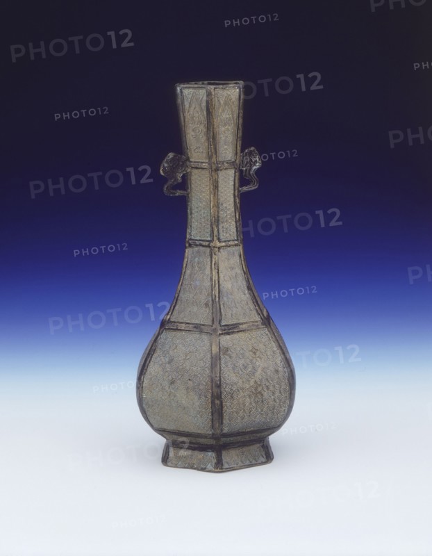 Hexagonal bronze vase, Late Jin or Yuan dynasty, China, 13th century. Artist: Unknown