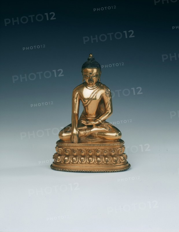 Gilt brass seated Sakyamuni Buddha, Tibet, 17th century. Artist: Unknown