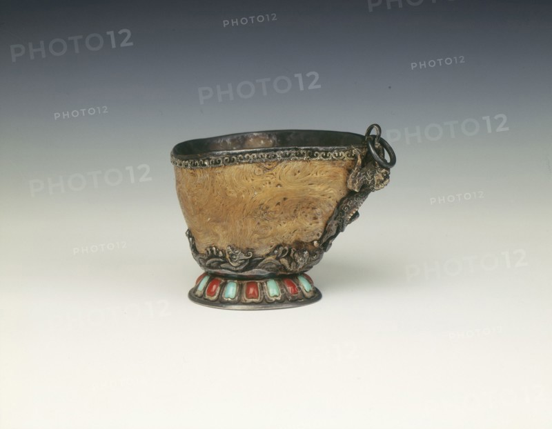 Burwood cup with silver mounts, late 18th-early 19th century. Artist: Unknown