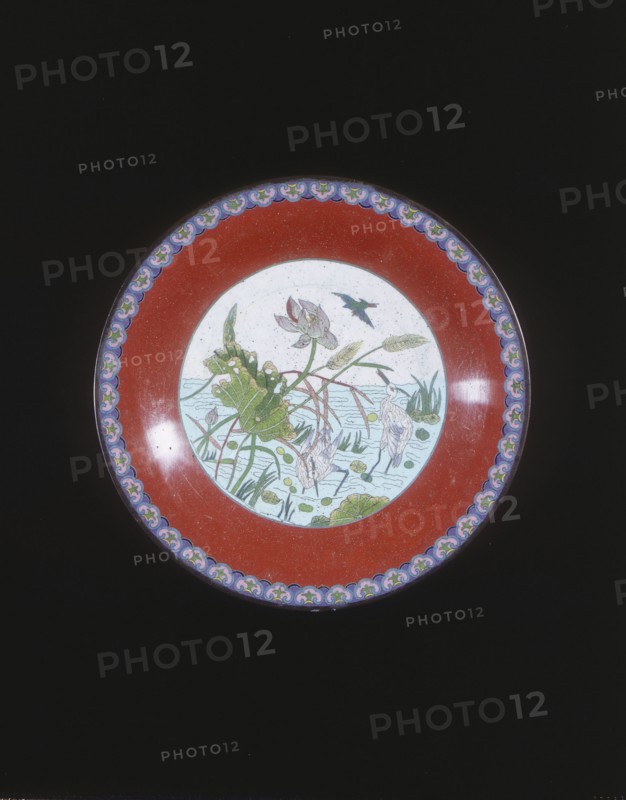 Cloisonne plate with herons, Qing dynasty, China, 19th century. Artist: Unknown