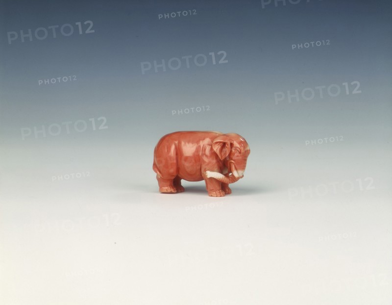 Pink coral elephant figure, 17th century. Artist: Unknown