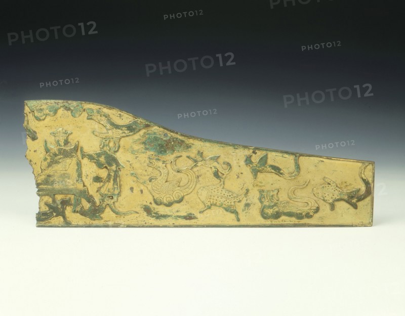 Gilt-bronze applique fragment, Eastern Han dynasty, China, 25 AD-220 AD. Artist: Unknown