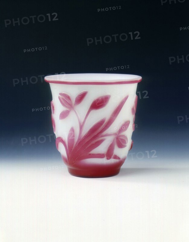 Peking glass cup, white with pink overlay, Qing dynasty, China, c1800. Artist: Unknown