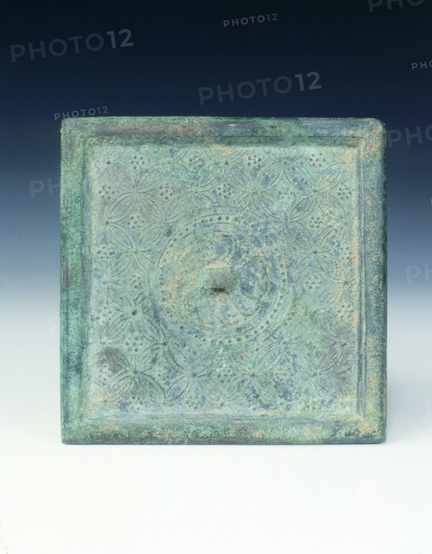 Square bronze mirror with overlapping cash pattern, Jin dynasty, China, 1115-1234. Artist: Unknown