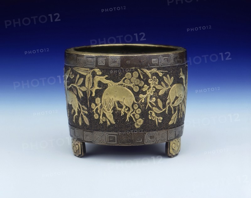 Enriched parcel-gilt bronze censer, Late Ming dynasty, China, 1550-1664. Artist: Unknown