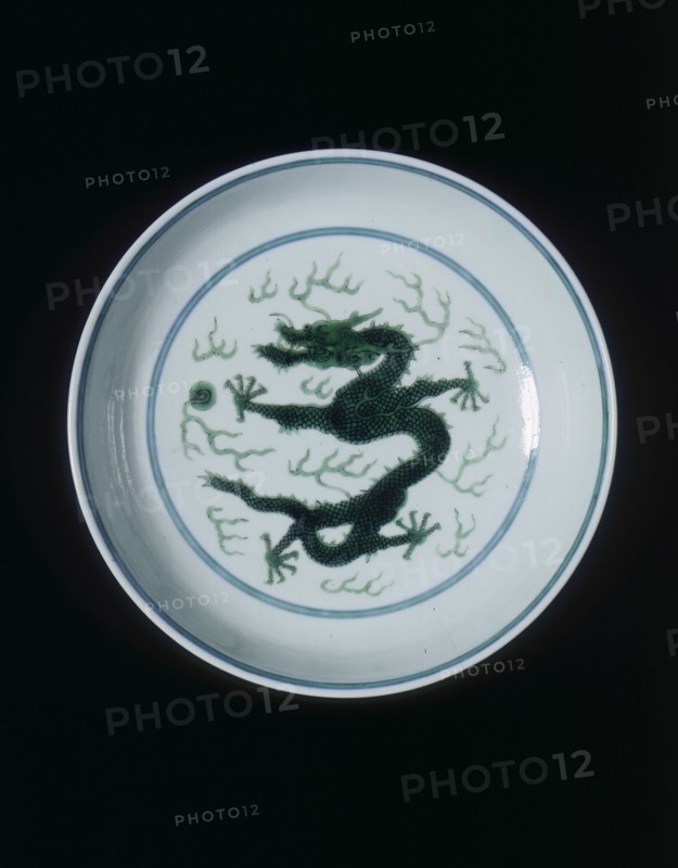 Green imperial dragon dish, Qianlong period, Qing dynasty, China, 1736-1795. Artist: Unknown