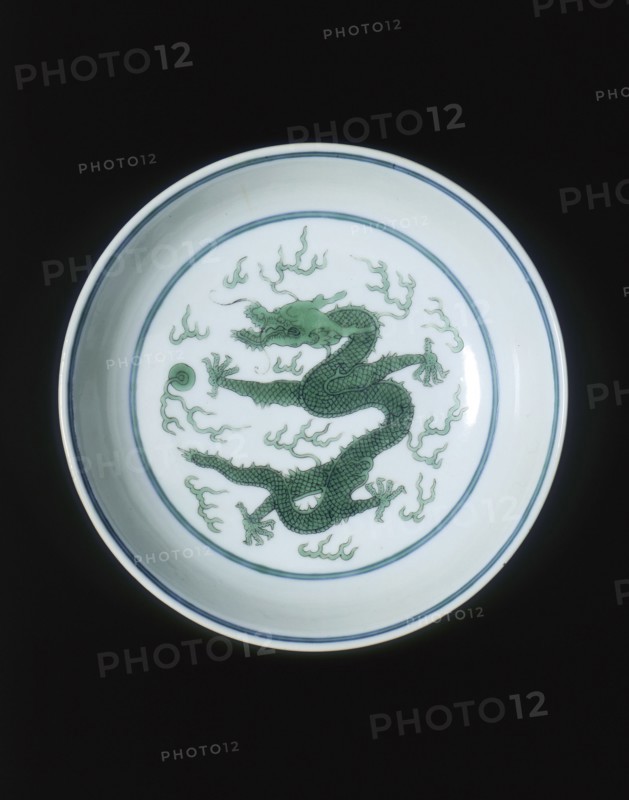 Green imperial dragon dish, Jiaqing period, Qing dynasty, China, 1796-1820. Artist: Unknown