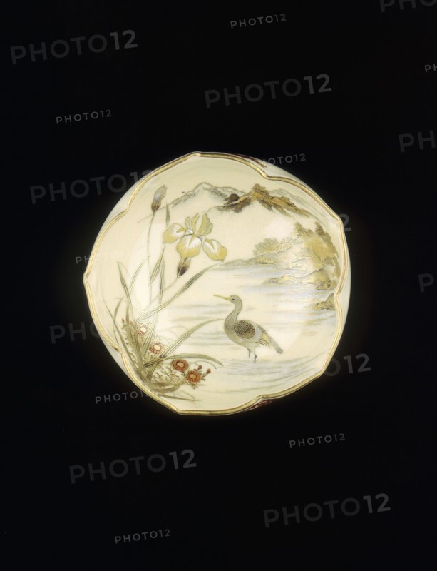 One of a pair of Satsuma 5-lobed petal shaped bowls, Meiji period, Japan, 1890. Artist: Unknown