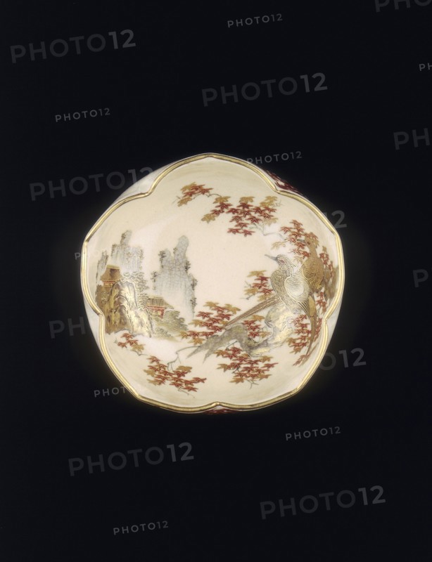 One of a pair of Satsuma 5-lobed petal shaped bowls, Meiji period, Japan, 1890. Artist: Unknown