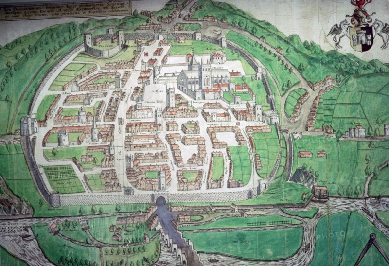 Map of the English city of Exeter by John Hooker, 1587. Artist: John Hooker