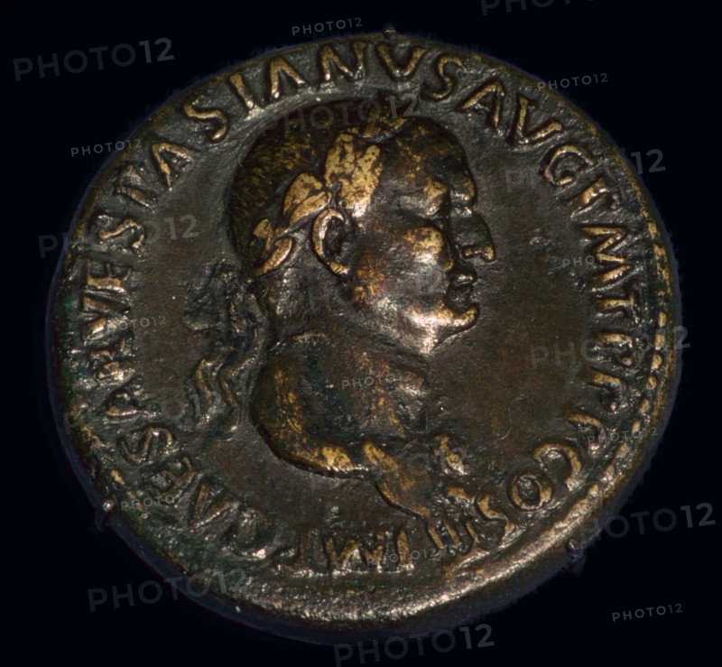 Base metal coin of the Roman emperor Vespasian, 1st century. Artist: Unknown
