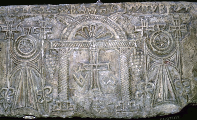 Early Coptic funeral slab with Greek script, 3rd-4th century. Artist: Unknown