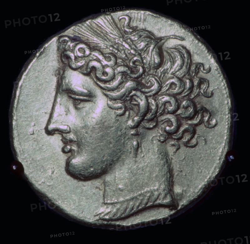 Gold tetradrachm with head of Tanit, 3rd century BC.