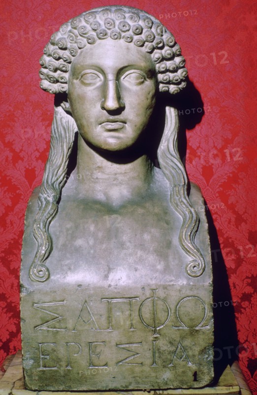 Bust of the Greek poetess Sappho, 6th century BC. Artist: Sappho