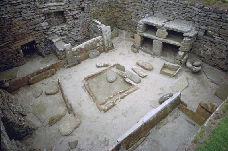 Interior of Neolithic Hut. Artist: Unknown