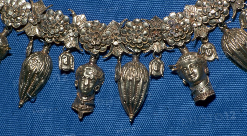 A gold necklace, possibly from the tomb of a priestess, 4th century BC. Artist: Unknown