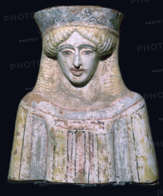Greek terracotta bust of a young girl or goddess, 5th century BC. Artist: Unknown