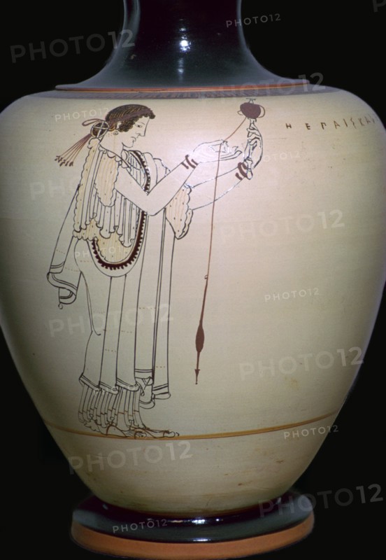 Vase-painting of a woman spinning, 5th century BC.