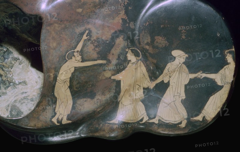 Greek red-figure astragalos with dancing figures, 5th century BC. Artist: Unknown