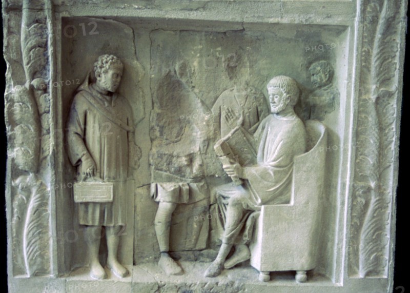 Roman relief of a schoolroom scene. Artist: Unknown