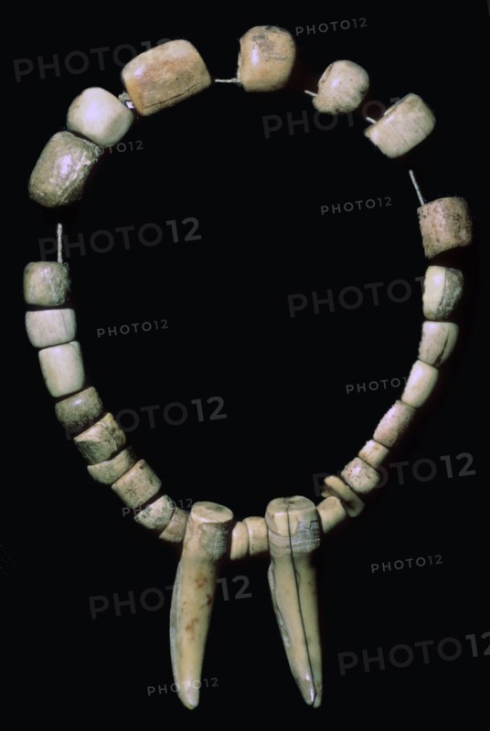 Neolithic necklace of bone and teeth. Artist: Unknown