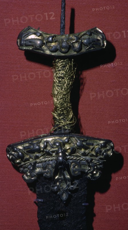 Viking sword with silver and gold hilt, 8th-11th century. Artist: Unknown