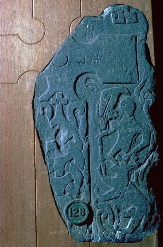 Thorwald's Cross-slab, a Viking cross slab showing Ragnarok, 10th century. Artist: Unknown