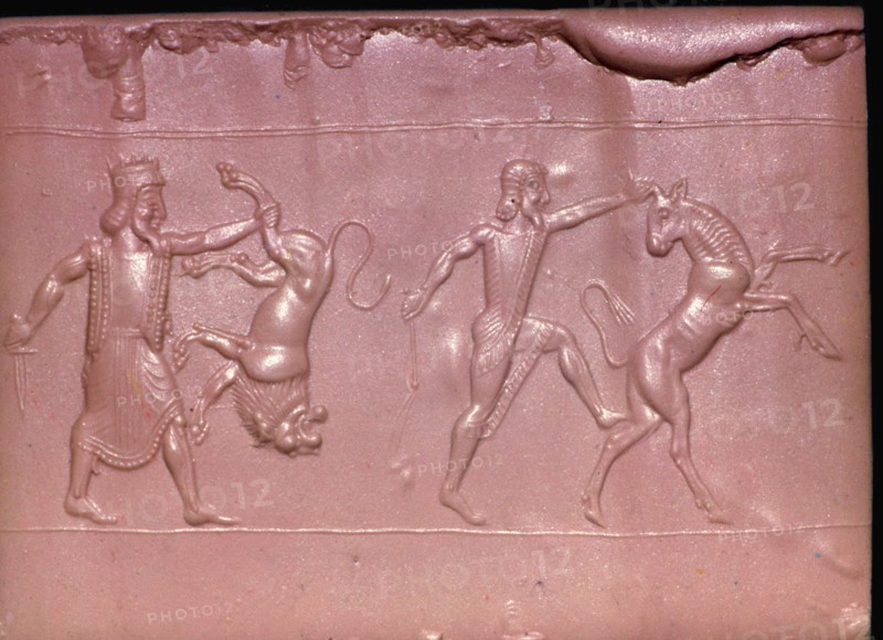 Achaemenid cylinder-seal impression of a Royal hunt. Artist: Unknown