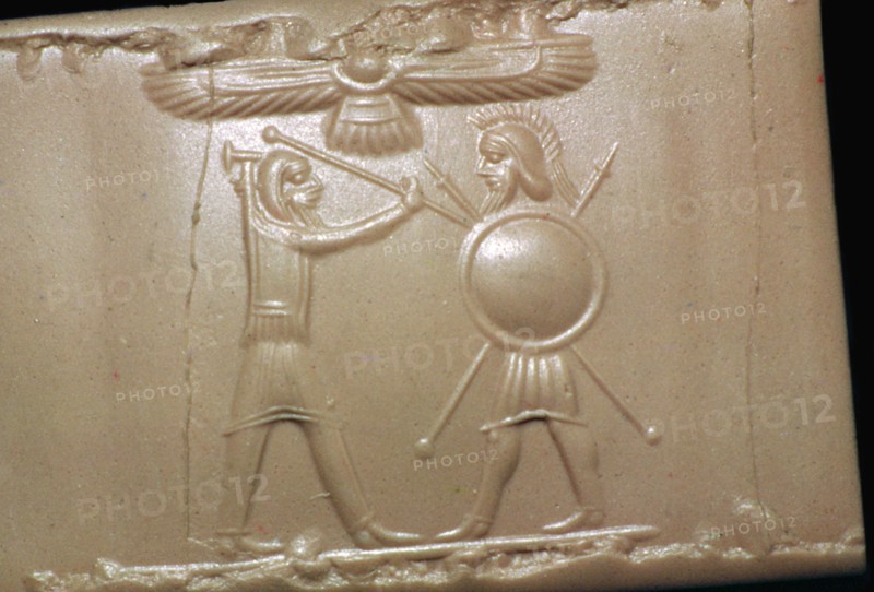 Achaemenid cylinder-seal impression referring to the Greek wars. Artist: Unknown