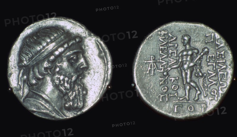Silver tetradrachm of Mithradates I, Parthian, from Iran, 171-138 BC. Artist: Unknown