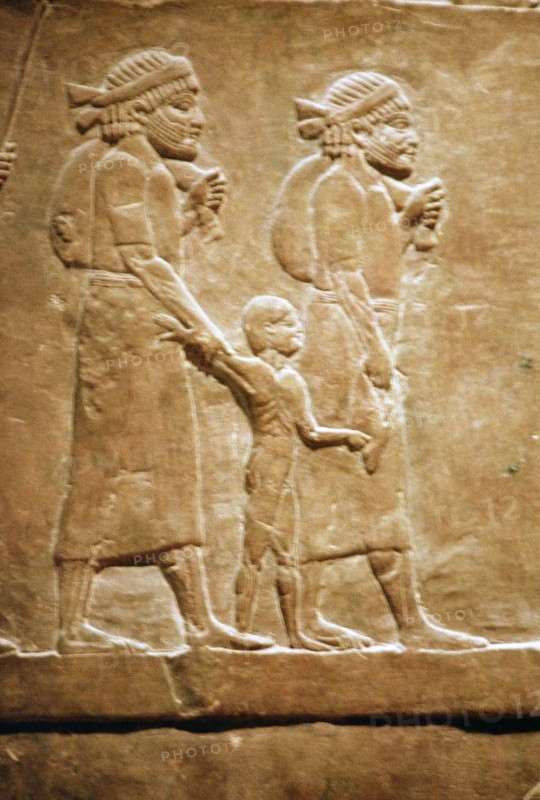 Assyrian relief of refugees. Artist: Unknown