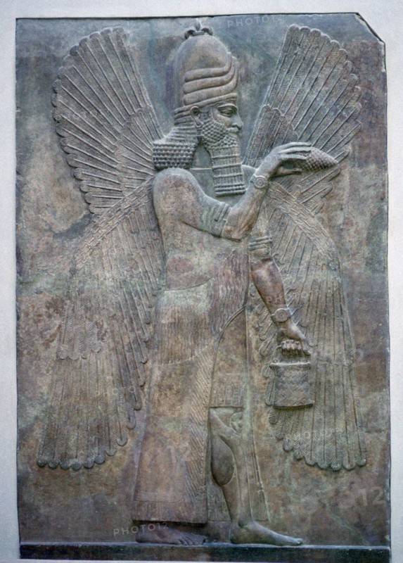 Assyrian relief of a genie protector, from the palace of Sargon II at Khorsabad. Artist: Unknown