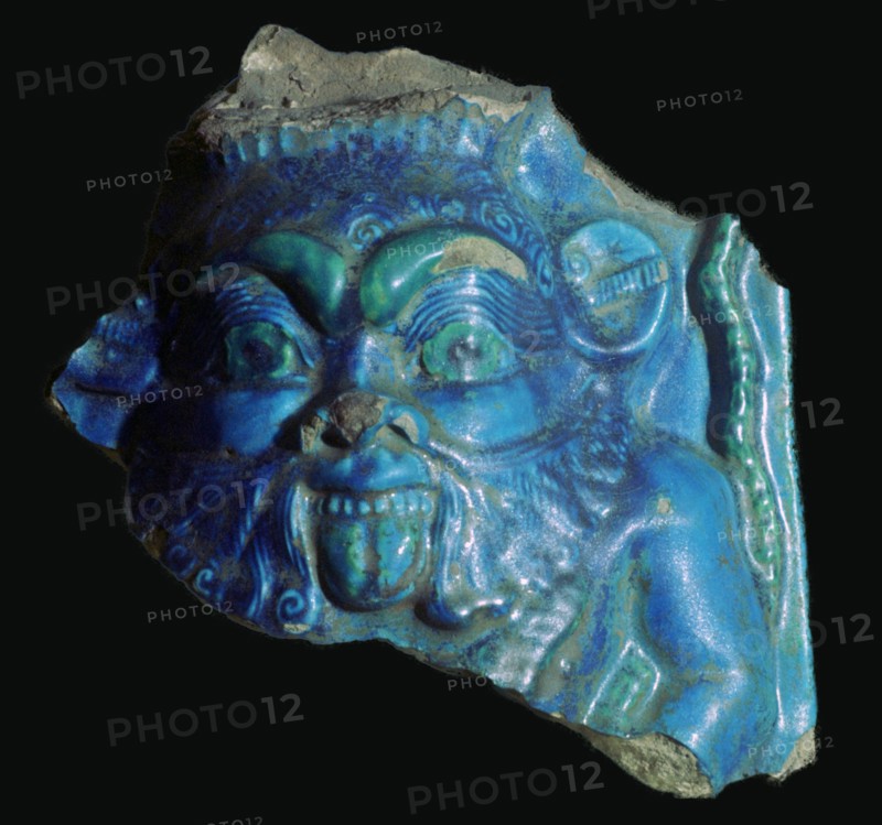 Egyptian faience head of Bes. Artist: Unknown