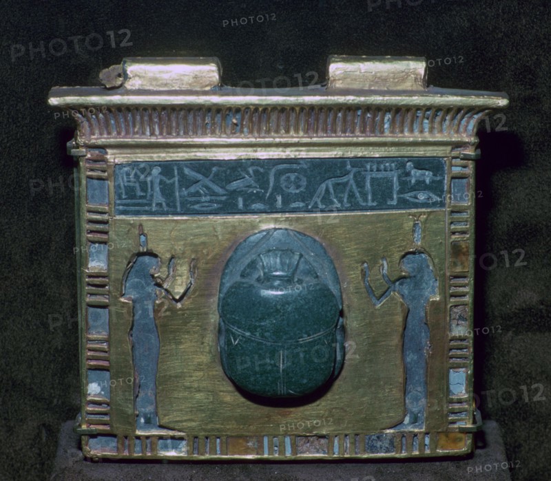 Egyptian gold pectoral with scarab. Artist: Unknown