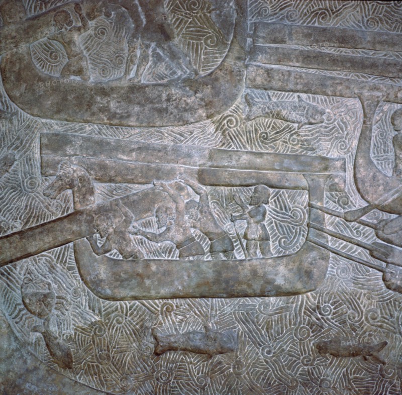 Assyrian relief of the transport of wood. Artist: Unknown