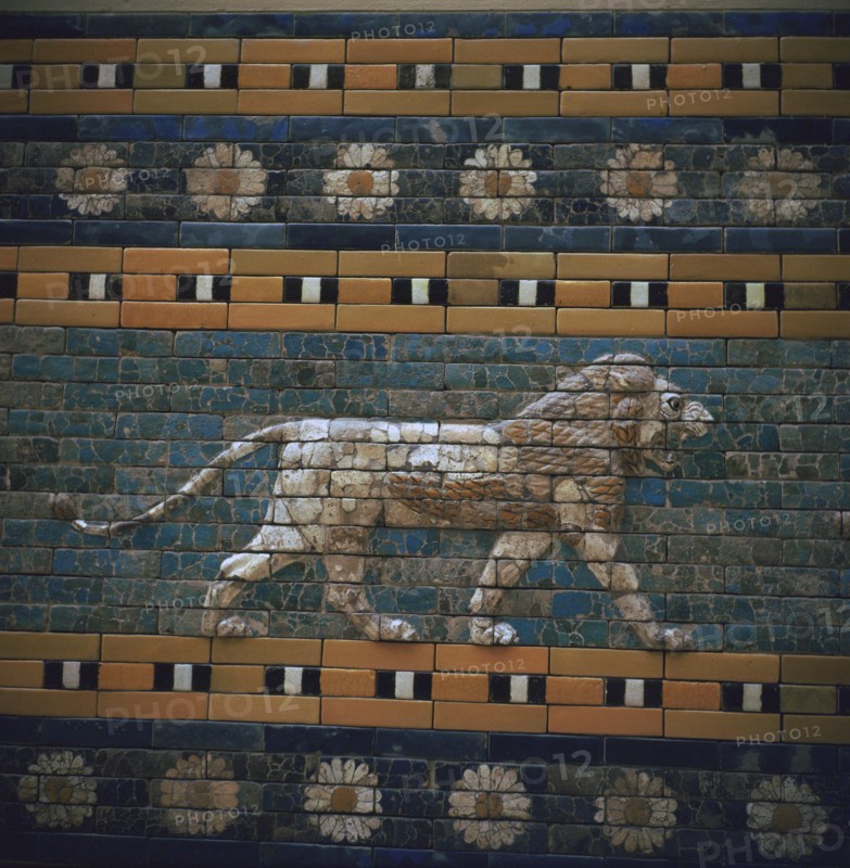 Glazed brick relief of a lion on the Ishtar Gate, 7th century BC Artist: Unknown