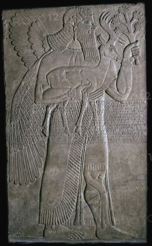 Assyrian relief of a winged figure, 9th century BC. Artist: Unknown
