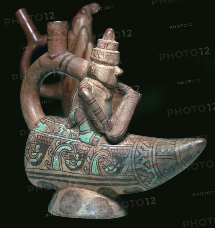 Mochica stirrup-spout vessel of a fisherman. Artist: Unknown