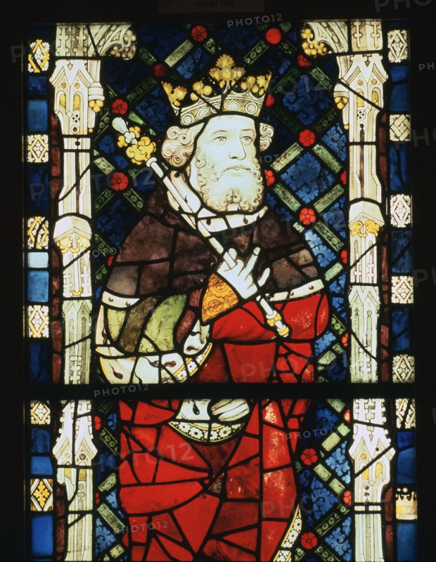Stained glass window of King Cnut, 15th century. Artist: Unknown