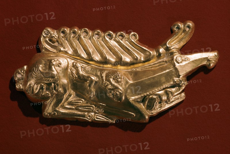 Scythian gold stag plaque, 4th century BC Artist: Unknown