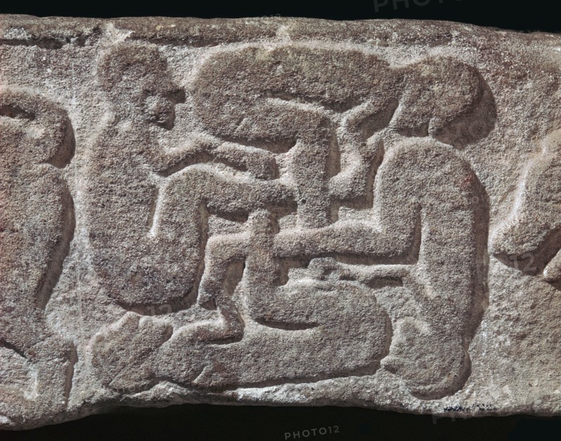 Human swastika motif from a Pictish grave-slab, 7th century Artist: Unknown