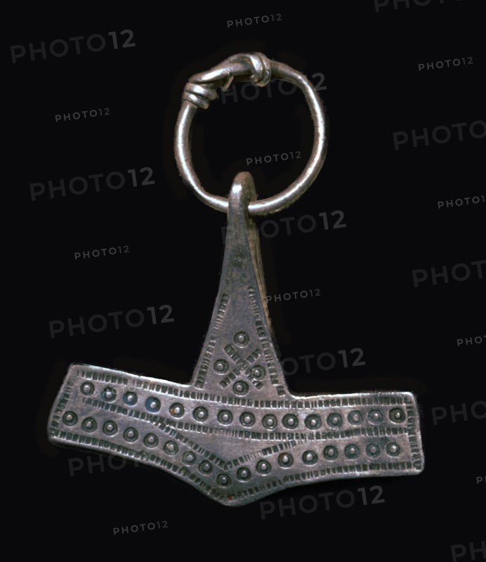 Silver Viking 'Thor's Hammer' amulet, 9th century Artist: Unknown