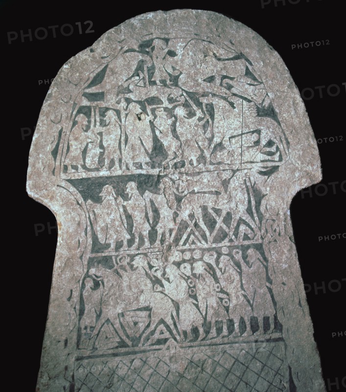 Detail of Viking stele showing a battle scene, 8th century. Artist: Unknown