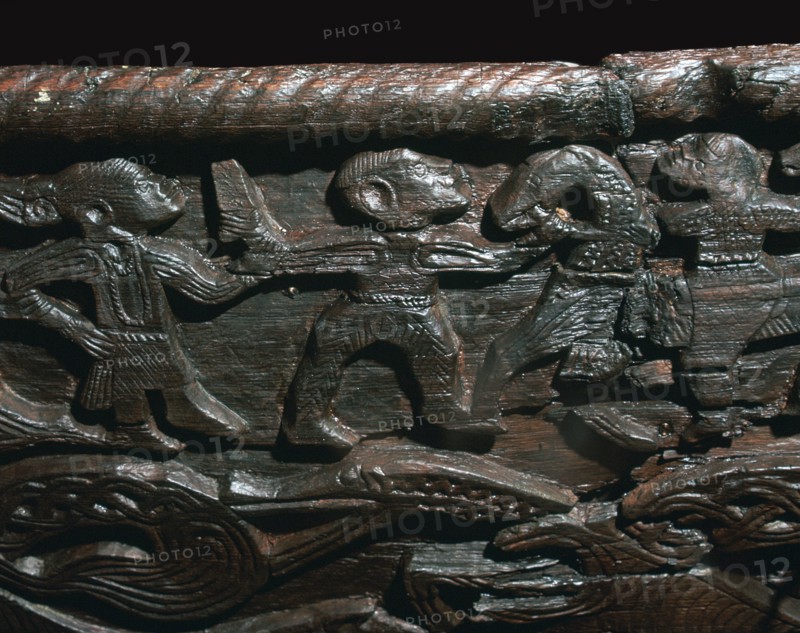Detail of the Oseberg Cart from the Oseberg ship burial, 9th century. Artist: Unknown