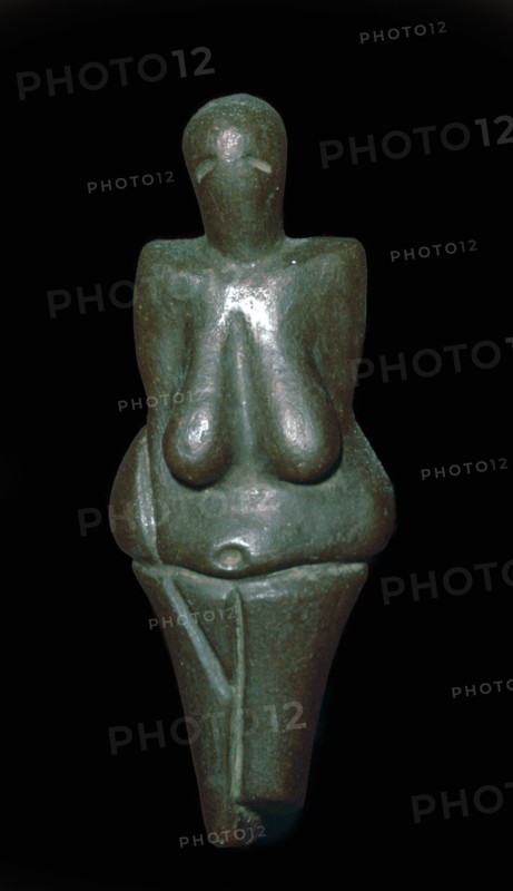 Paleolithic female figure of baked clay. Artist: Unknown