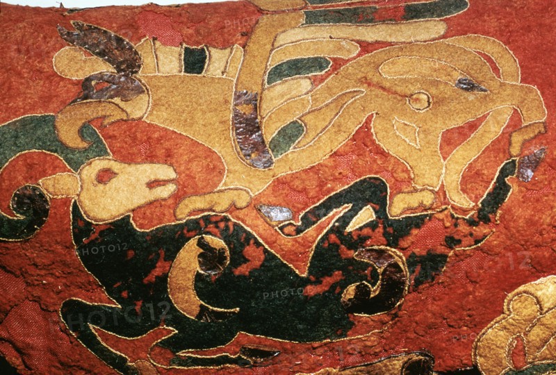 Scythian saddle-cover with applied felt decoration, 5th century BC. Artist: Unknown