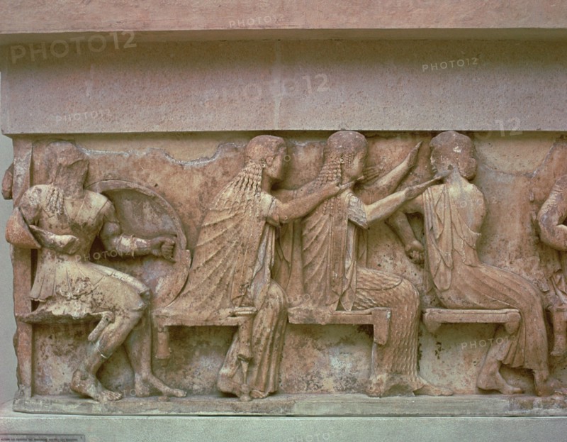 Detail of a frieze on the Treasury of the Siphnians, 6th century BC. Artist: Unknown