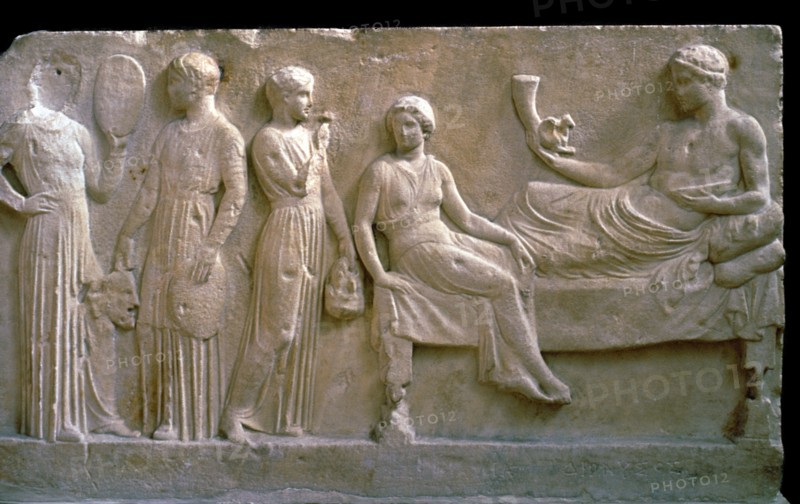 Greek votive relief of actors. Artist: Unknown