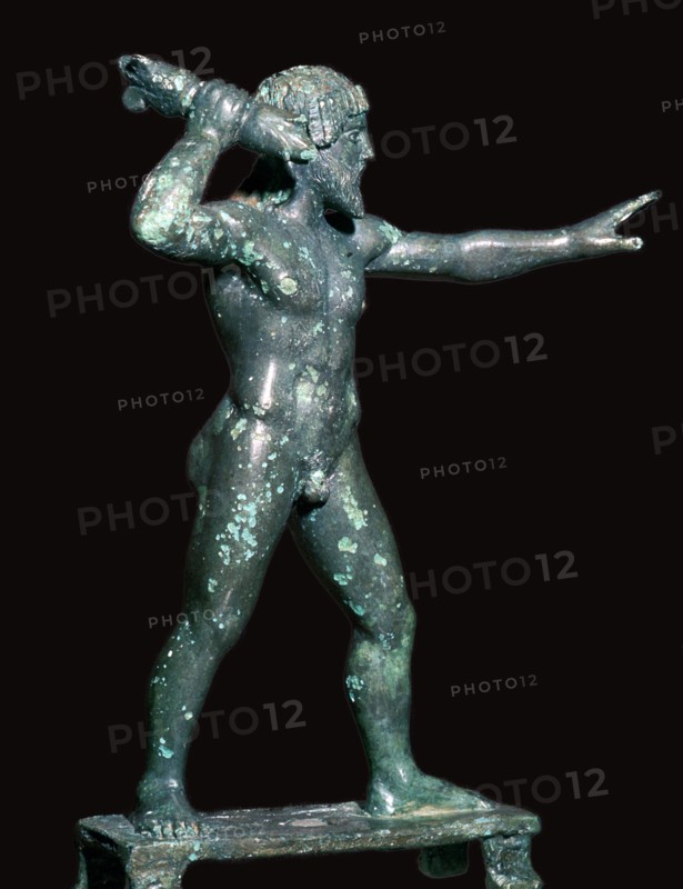 Greek bronze of Zeus with a thunderbolt. Artist: Unknown