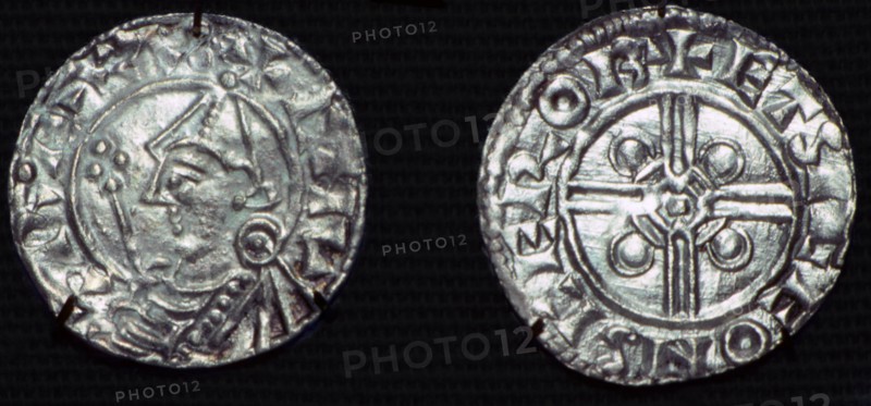 Anglo-Saxon Silver Penny of Cnut, 'pointed helmet' type. Artist: Unknown